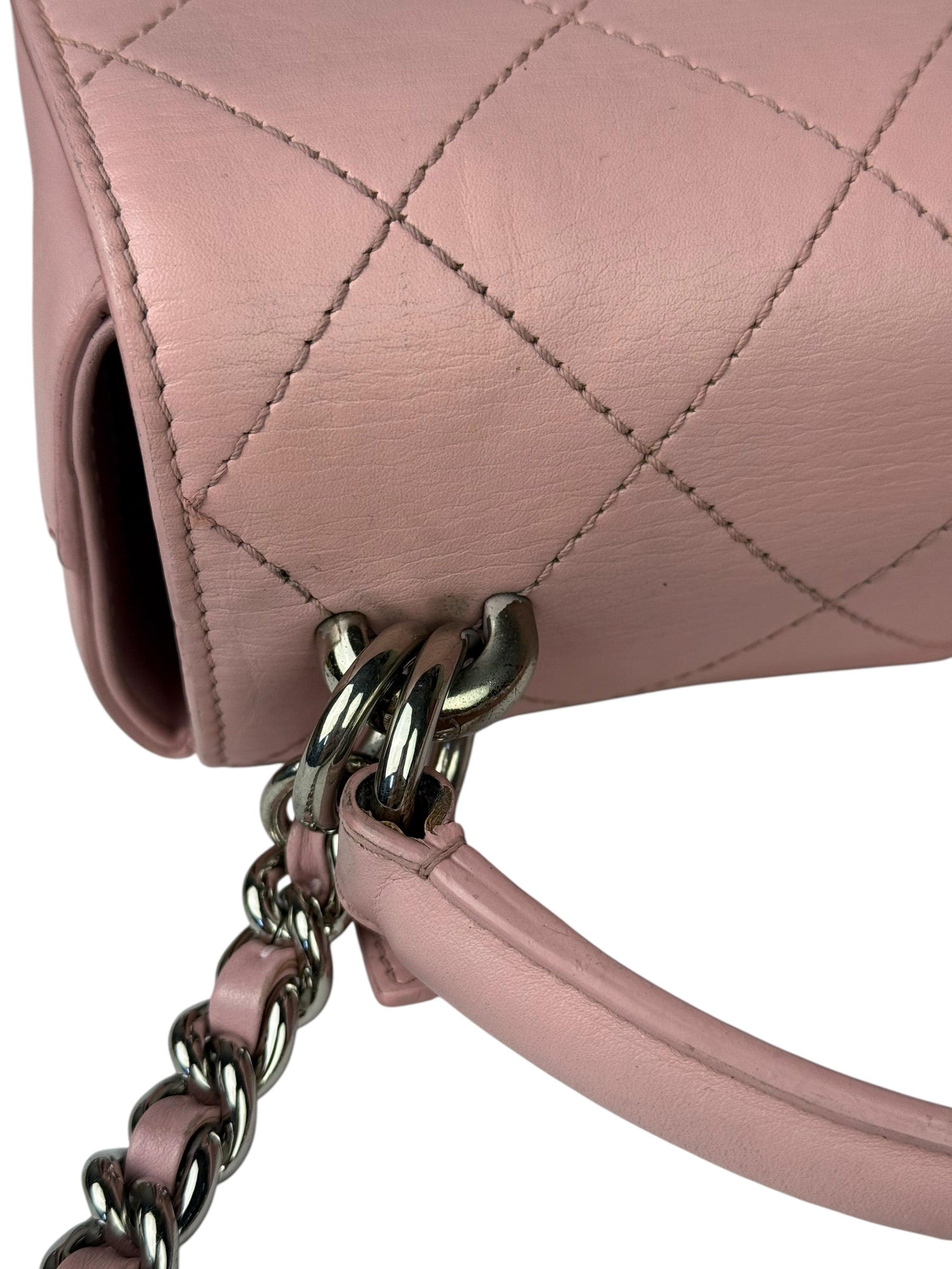 Chanel Pink Stitch Quilt Ring My Bag 2Way Flap 2017