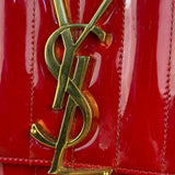 Saint Laurent Red Patent Vicky Chain Flap Bag