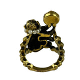Gucci Faux Pearl Monkey Ring