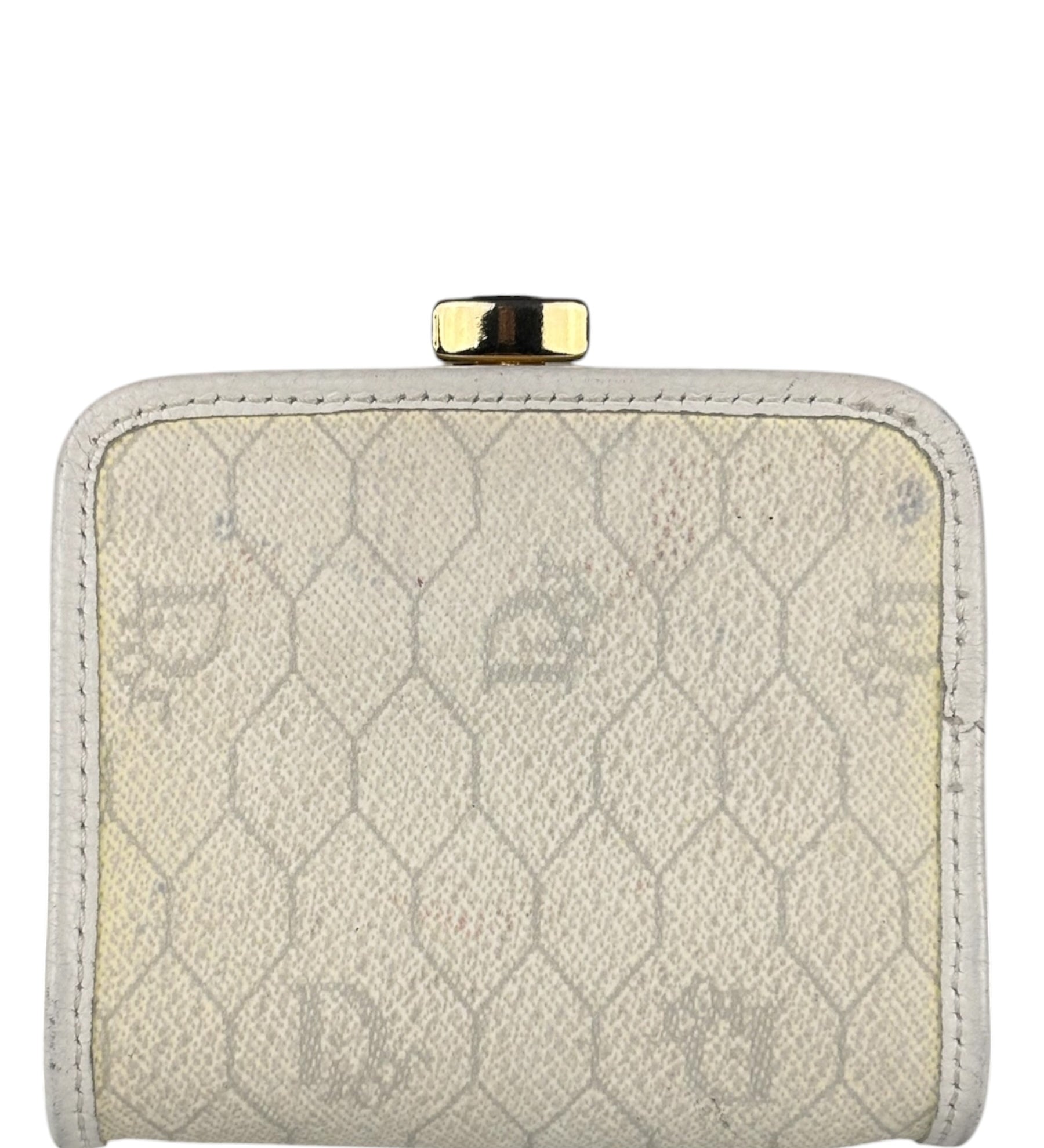 Christian Dior Vintage White Honeycomb Print Mini Coin Pouch