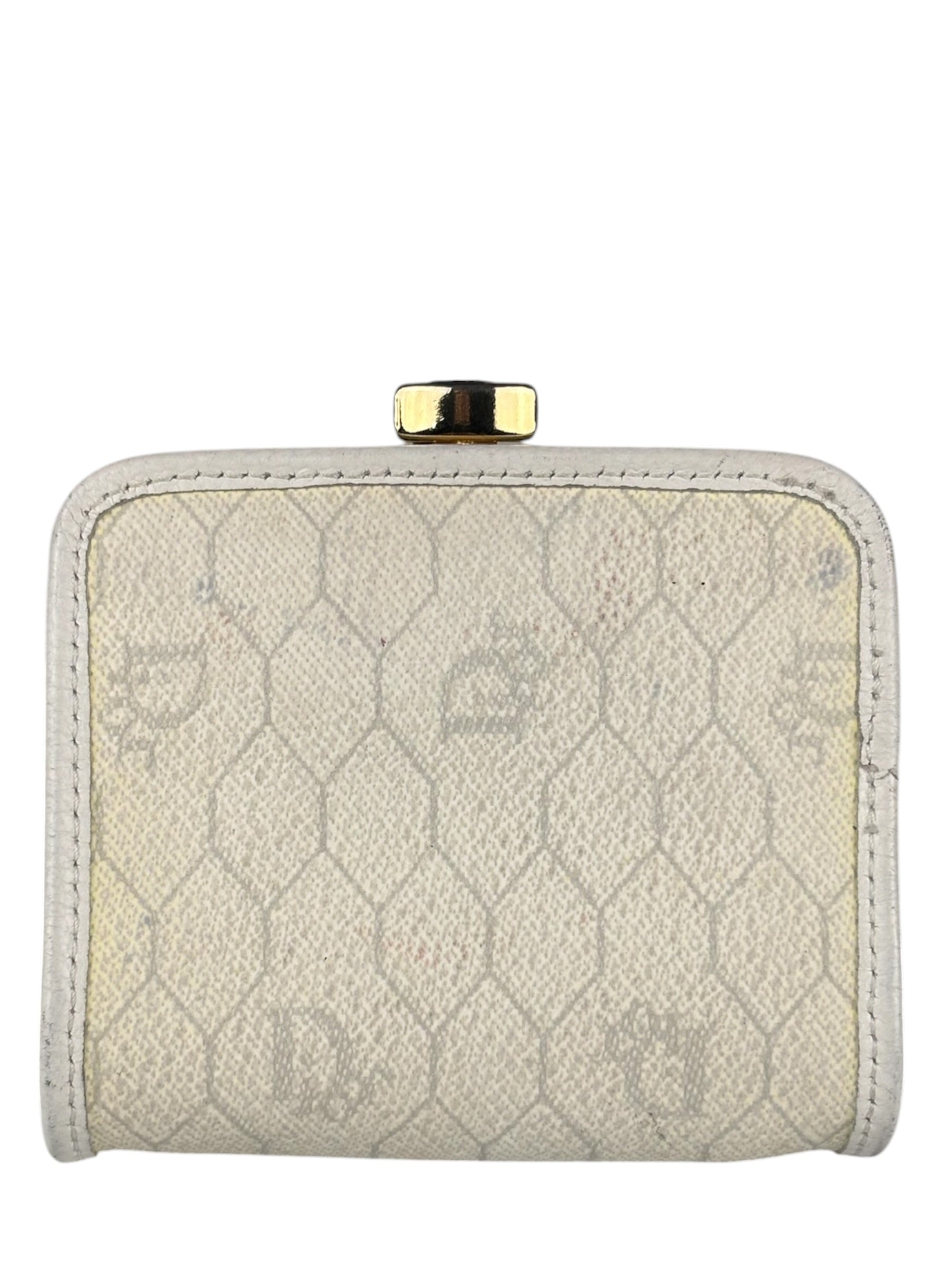Christian Dior Vintage White Honeycomb Print Mini Coin Pouch