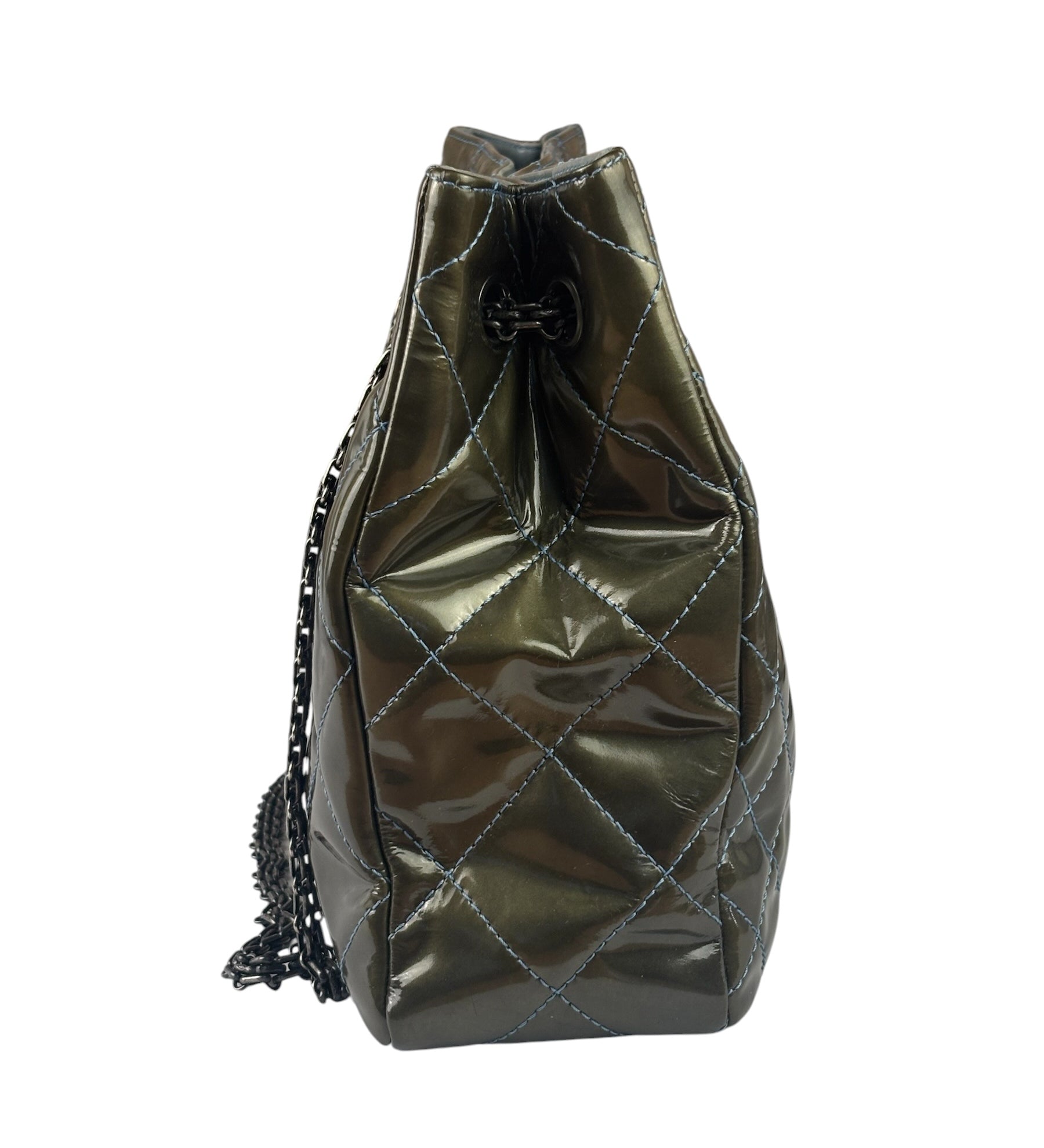 Chanel Green Quilted Patent Leather Reissue XL Tote 2011