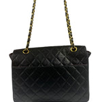 Chanel Black Quilted Lambskin Half Moon Flap 1989