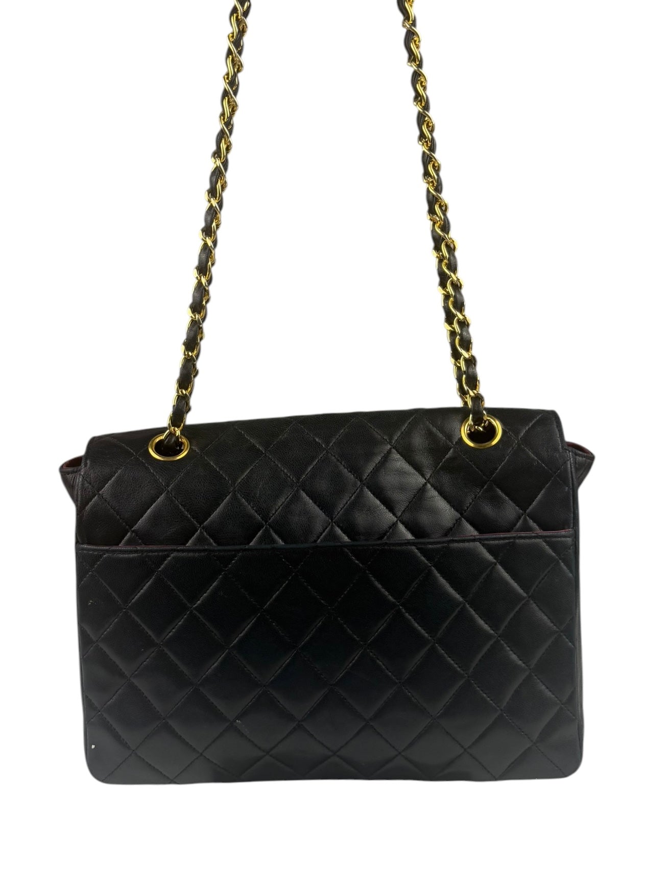 Chanel Black Quilted Lambskin Half Moon Flap 1989