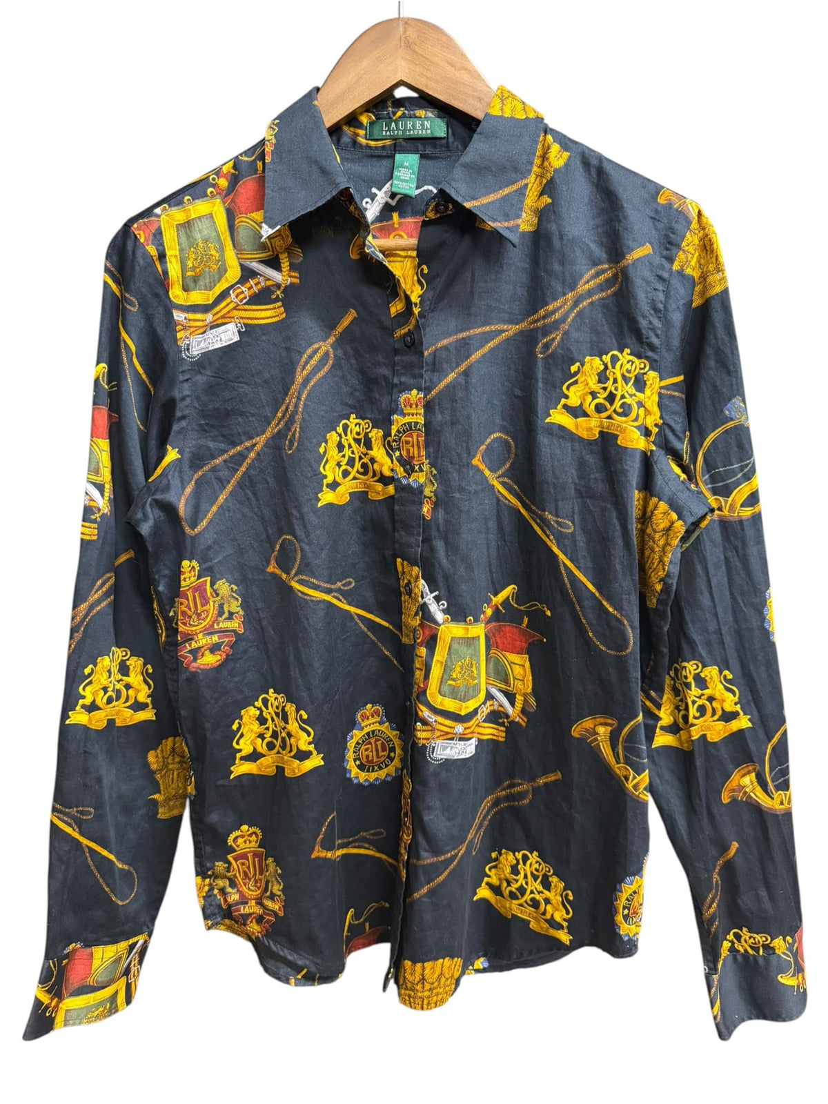 Vintage Lauren by Ralph Lauren Equestrian Print Button Shirt