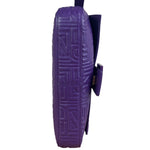 Fendi Purple Nappa Leather Medium Logo Embossed Baguette