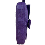 Fendi Purple Nappa Leather Medium Logo Embossed Baguette