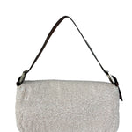 Fendi Leather-Trimmed Beaded Baguette Light Pink
