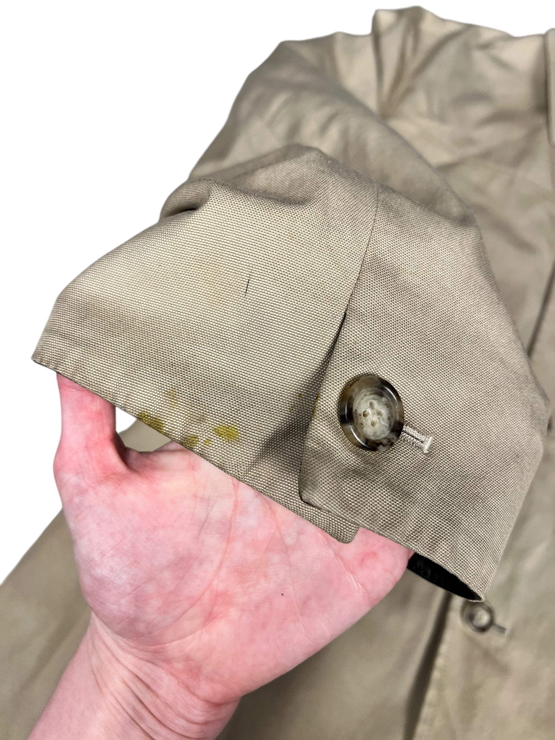 Prada Khaki Button Down Jacket Leather Lining