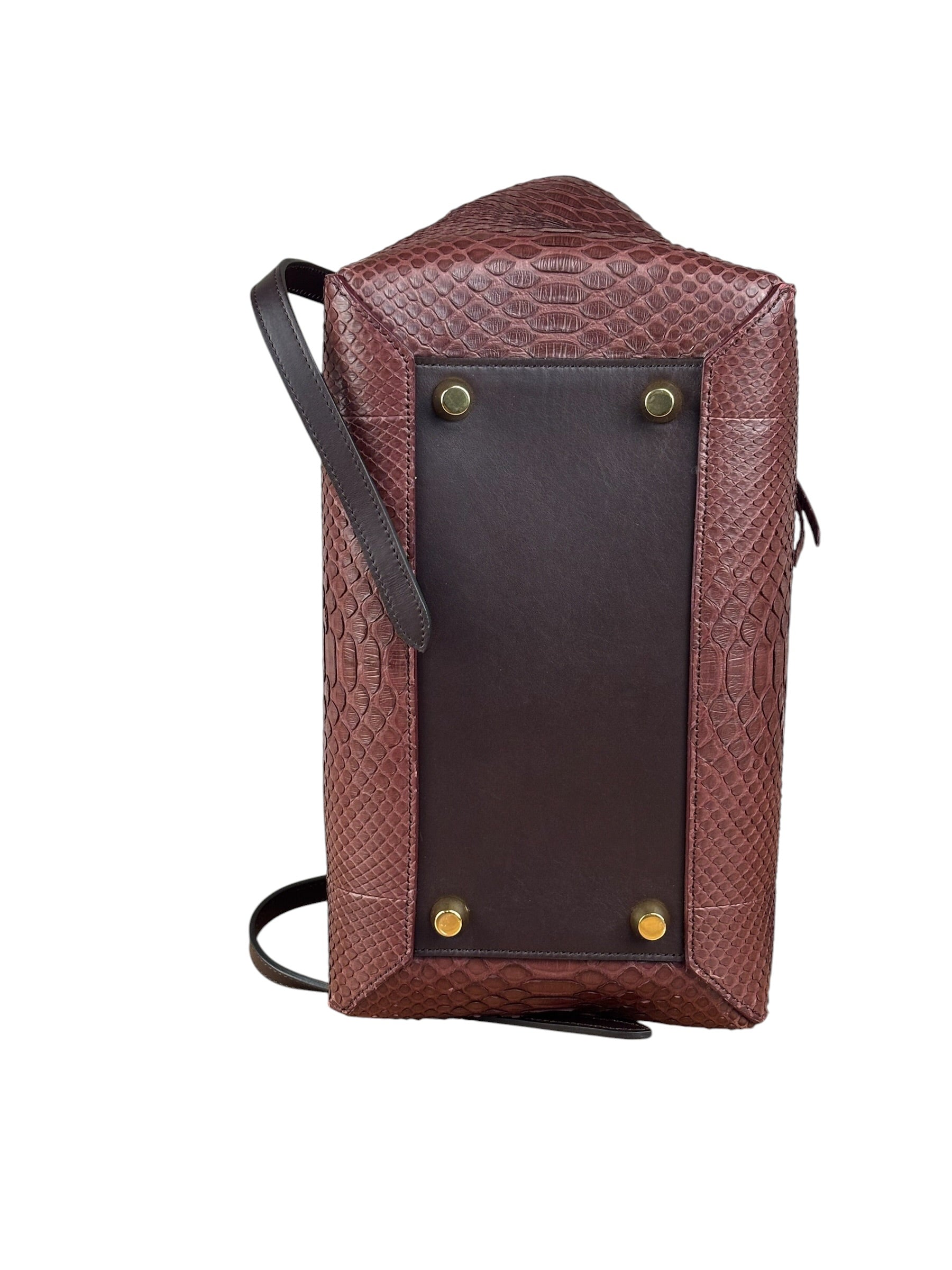 Celine Maroon Python Embossed Trapeze Bag