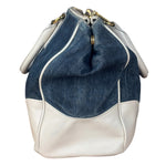Prada Denim White Leather Trim Saffiano Handbag