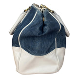 Prada Denim White Leather Trim Saffiano Handbag