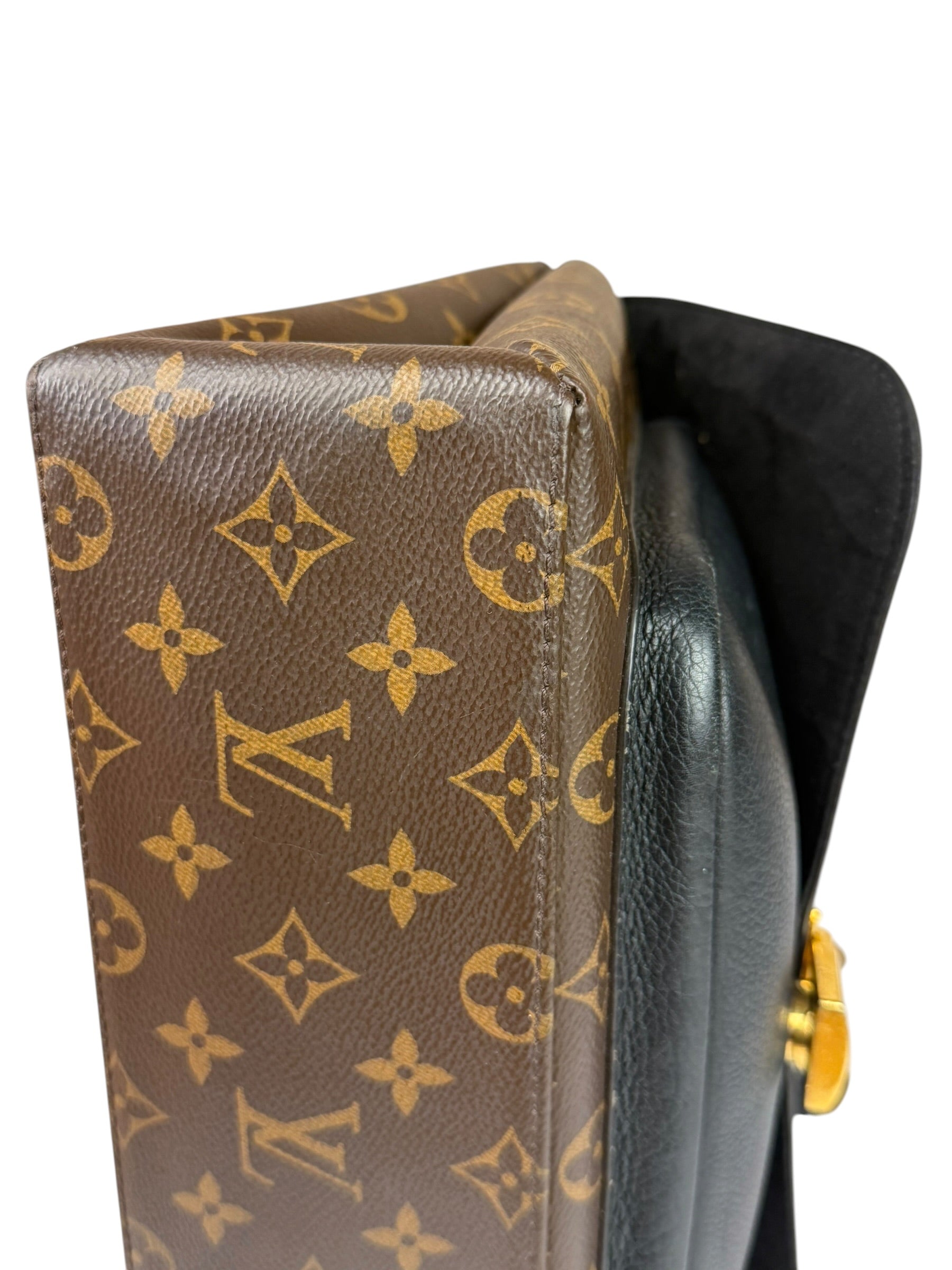 Louis Vuitton Black Leather/ Monogram Marignan 2Way Bag
