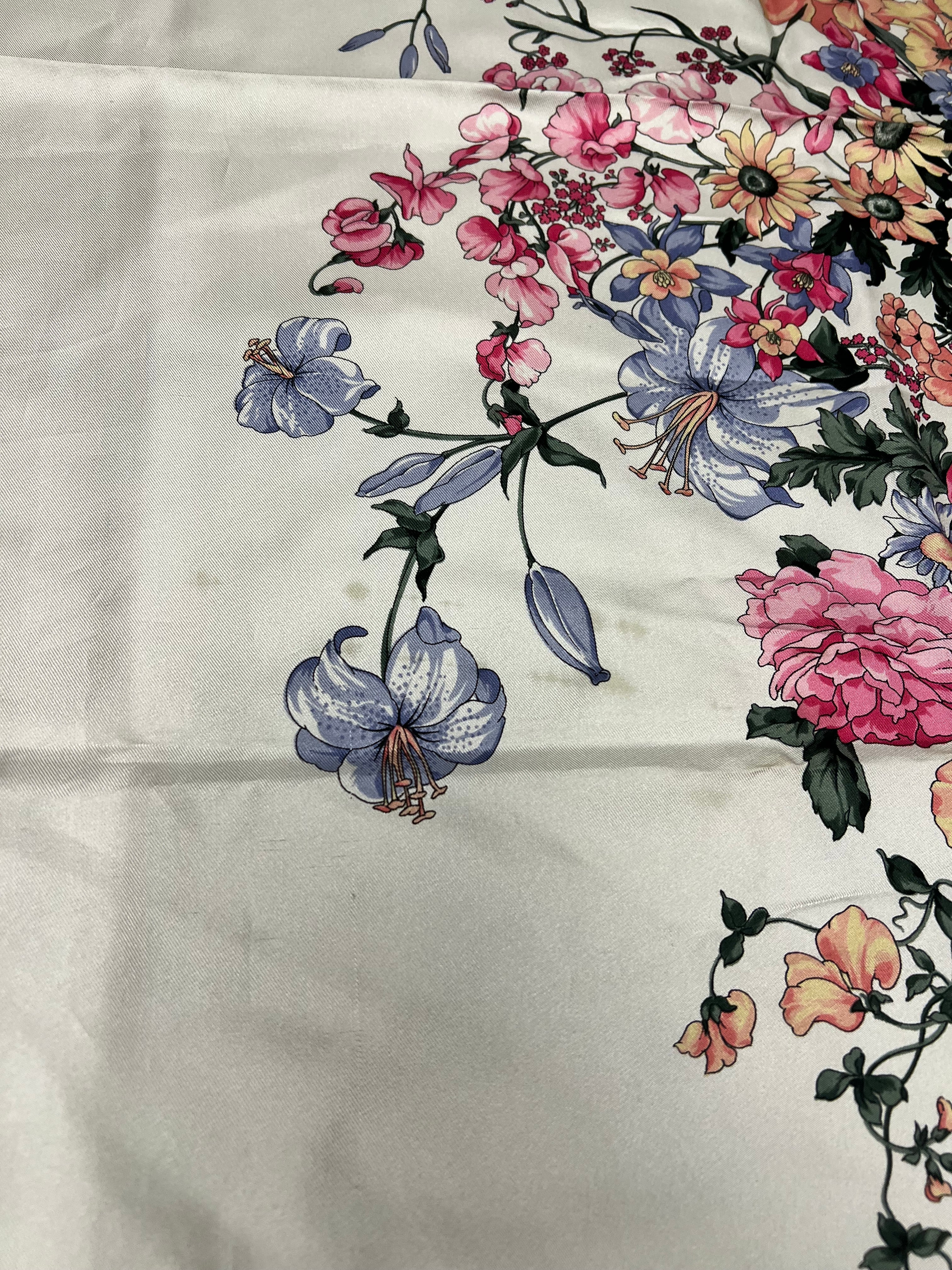 Christian Dior Pink/Grey Silk Floral Scarf