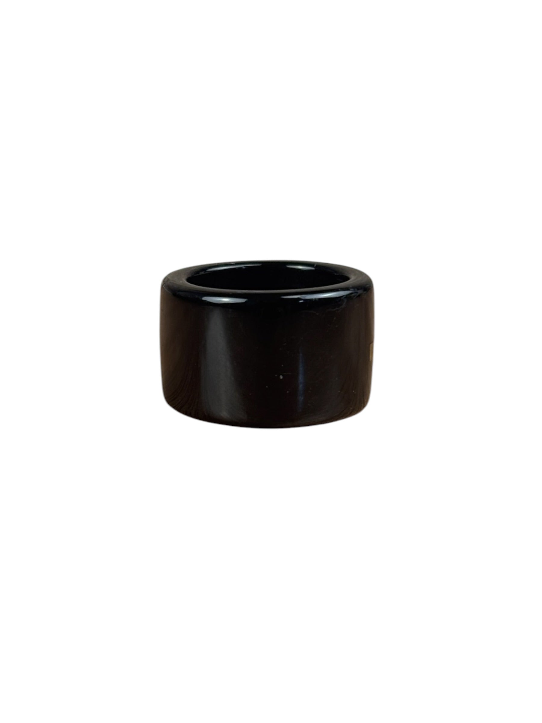 Chanel Vintage Black Resin CC Logo Band Ring