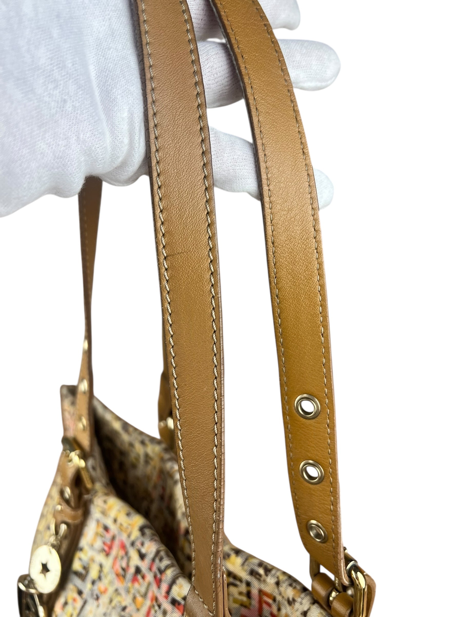 Fendi FF Floral Zucchino Shoulder Tote