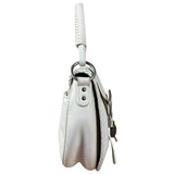 Christian Dior White Leather Gaucho Double Saddle Shoulder Bag