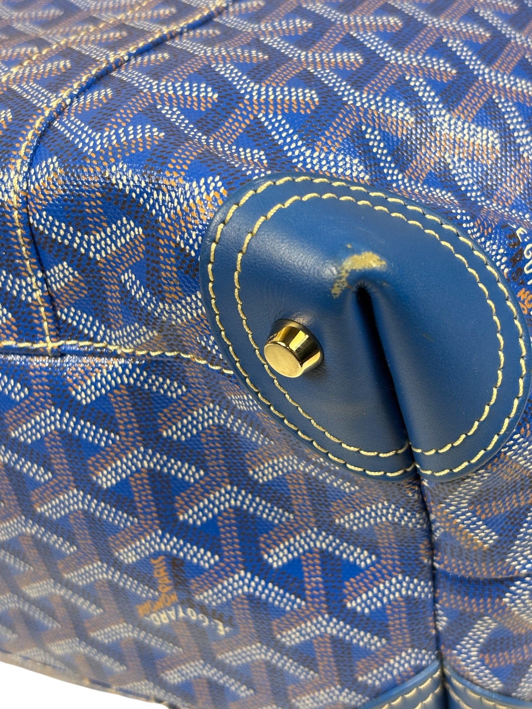 Goyard Blue Leather Goyardine Coated Canvas Shoulder Bag