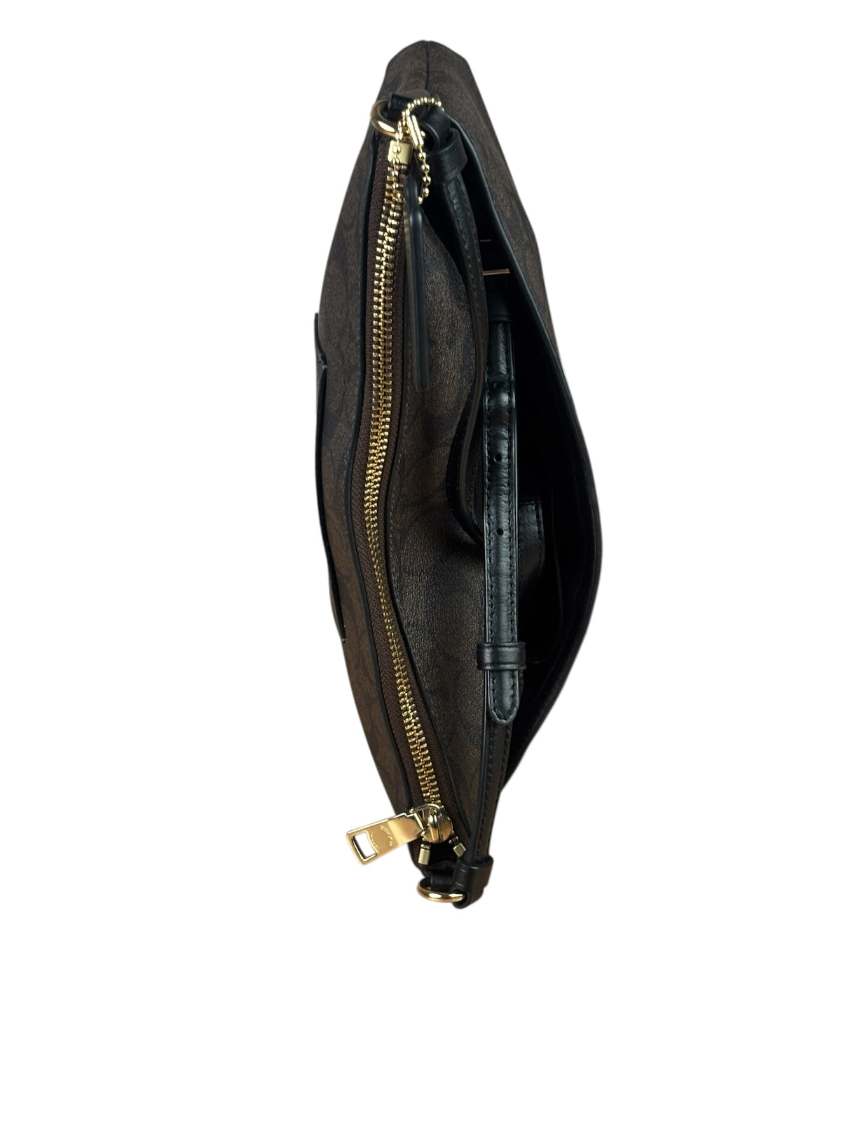 Coach Brown Leather Signature East-West Pop-Up Crossbody Bag