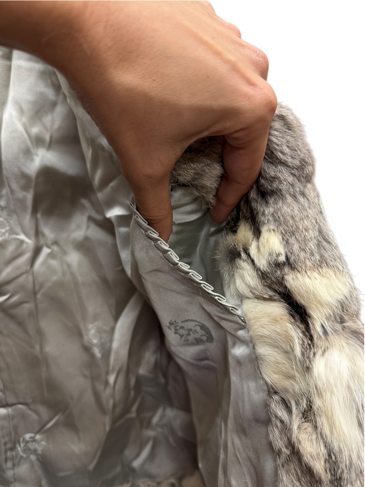 Vintage Cream/Grey Rabbit Fur Coat