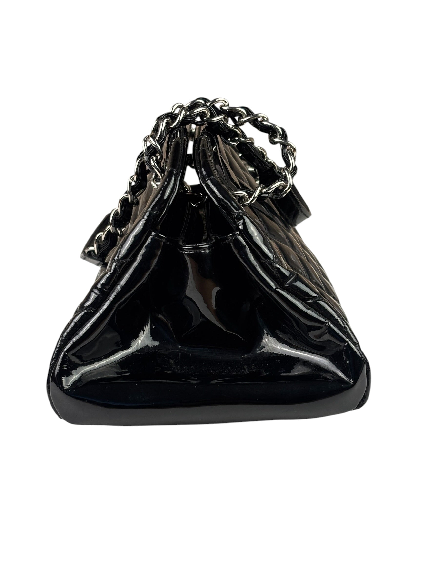 Chanel Black Patent Quilted Leather Just Mademoiselle Bowling Bag 2012