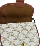 Celine White Leather Macadam Nano Triomphe Besace Shoulder Bag