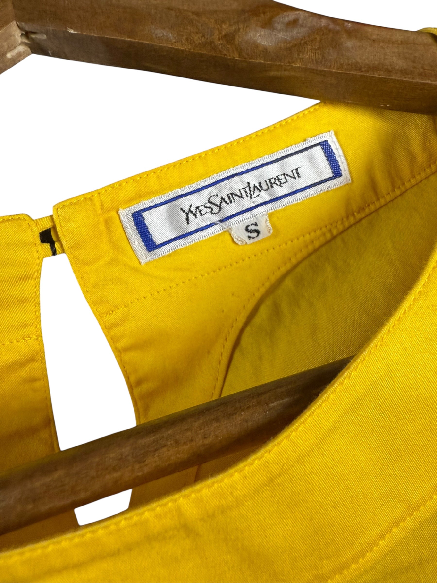 Yves Saint Laurent Padded Short Sleeve Yellow Top