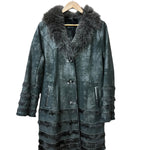 Vintage Black Suede/Leather Fur-Line Long Coat