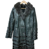 Vintage Black Suede/Leather Fur-Line Long Coat