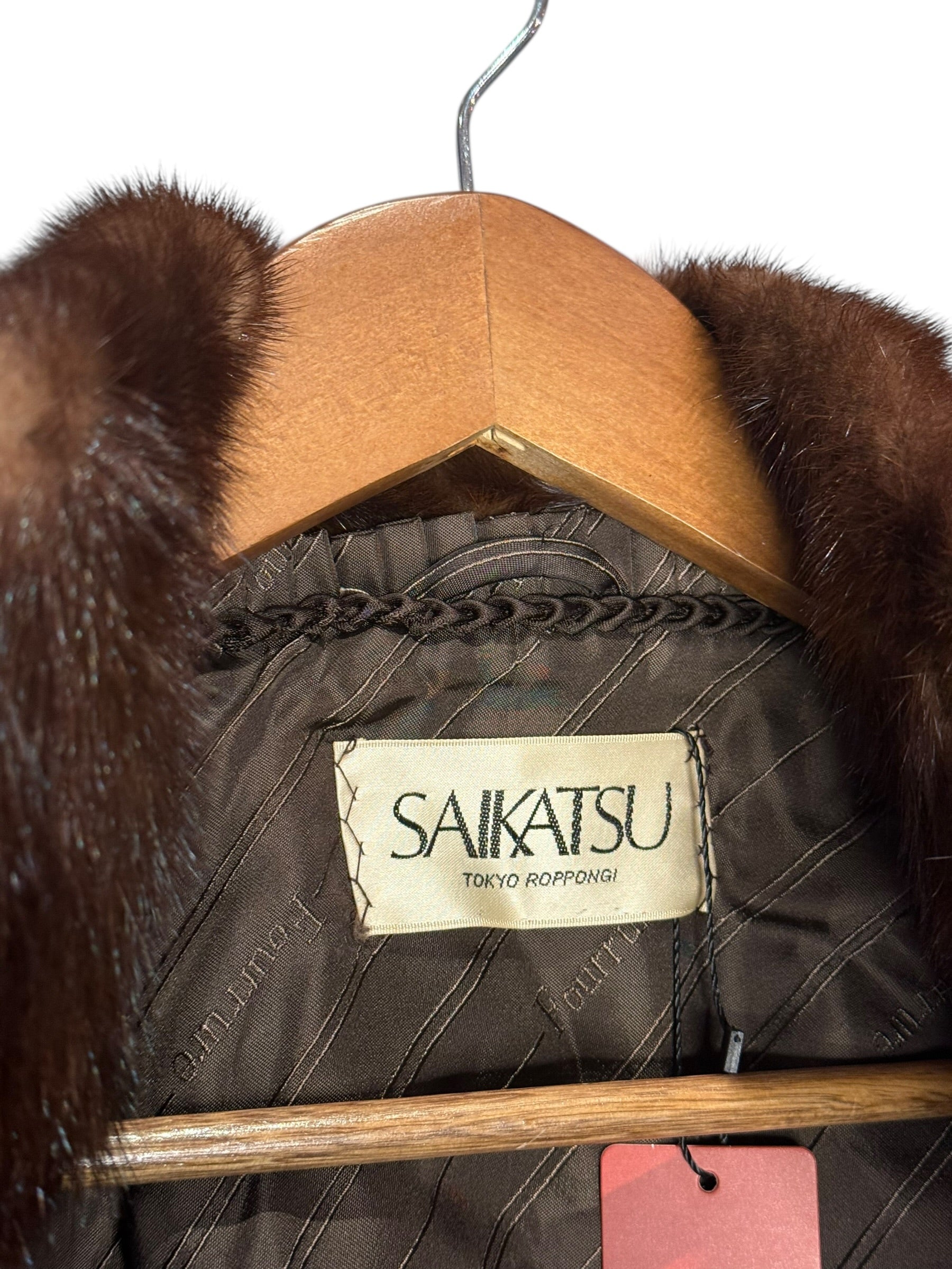 Vintage Brown Chevron Mink Fur Coat