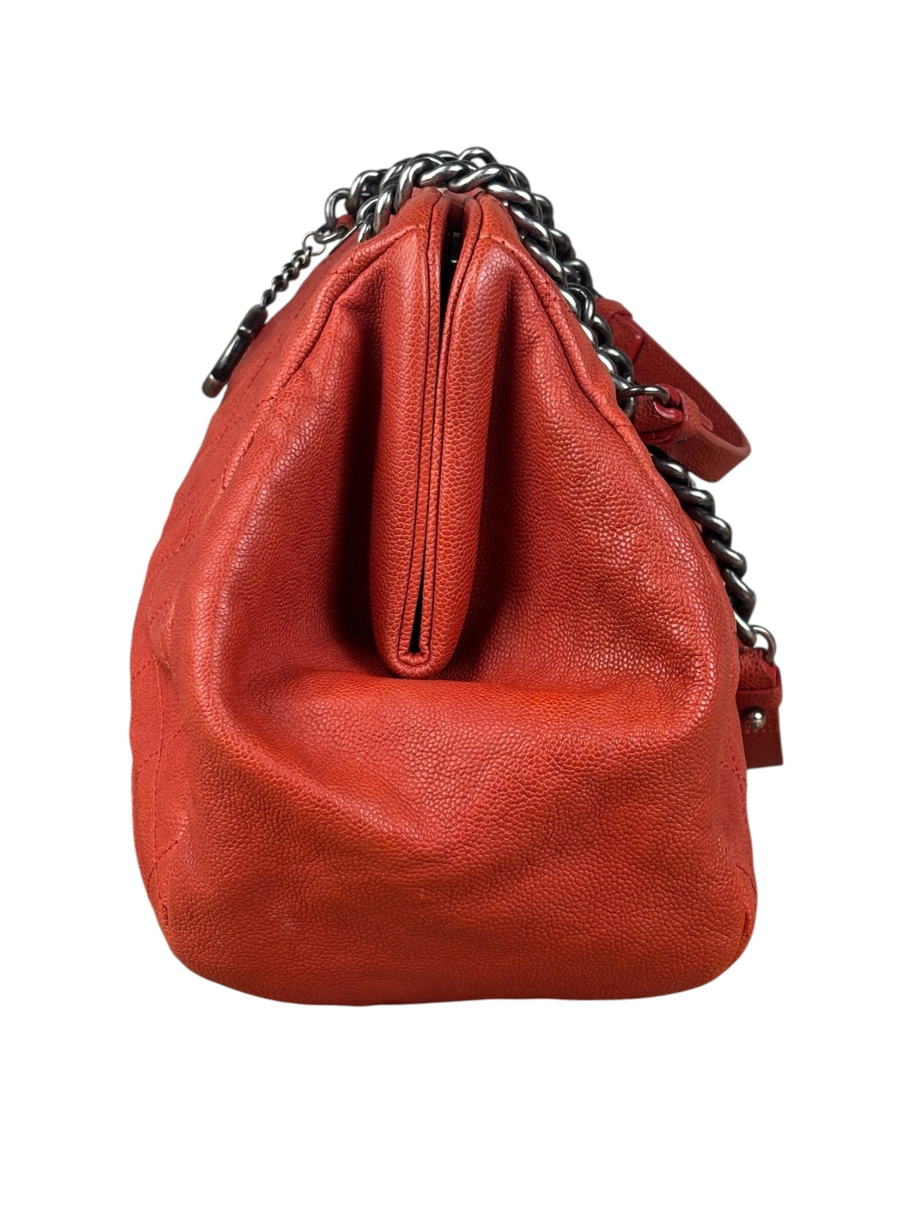 Chanel Red Caviar Quilted Medium Frame Shoulder Bag 2011