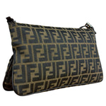 Fendi Brown Leather Trim Zucca FF Monogram Baguette