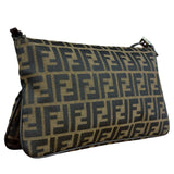 Fendi Brown Leather Trim Zucca FF Monogram Baguette