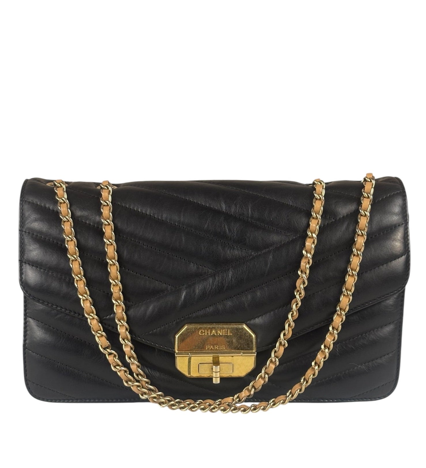 Chanel Black Leather Medium Gabrielle Flap Bag 2011