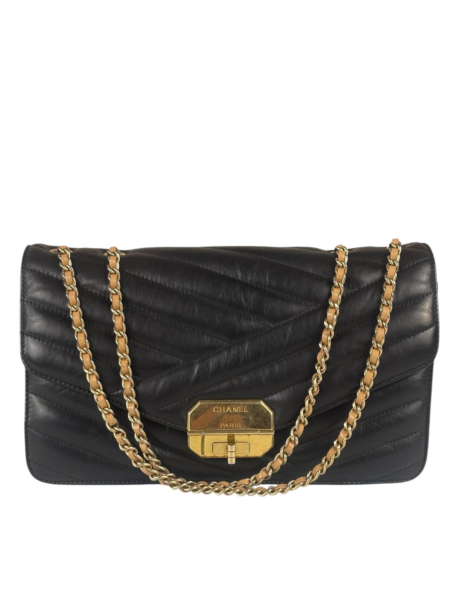 Chanel Black Leather Medium Gabrielle Flap Bag 2011