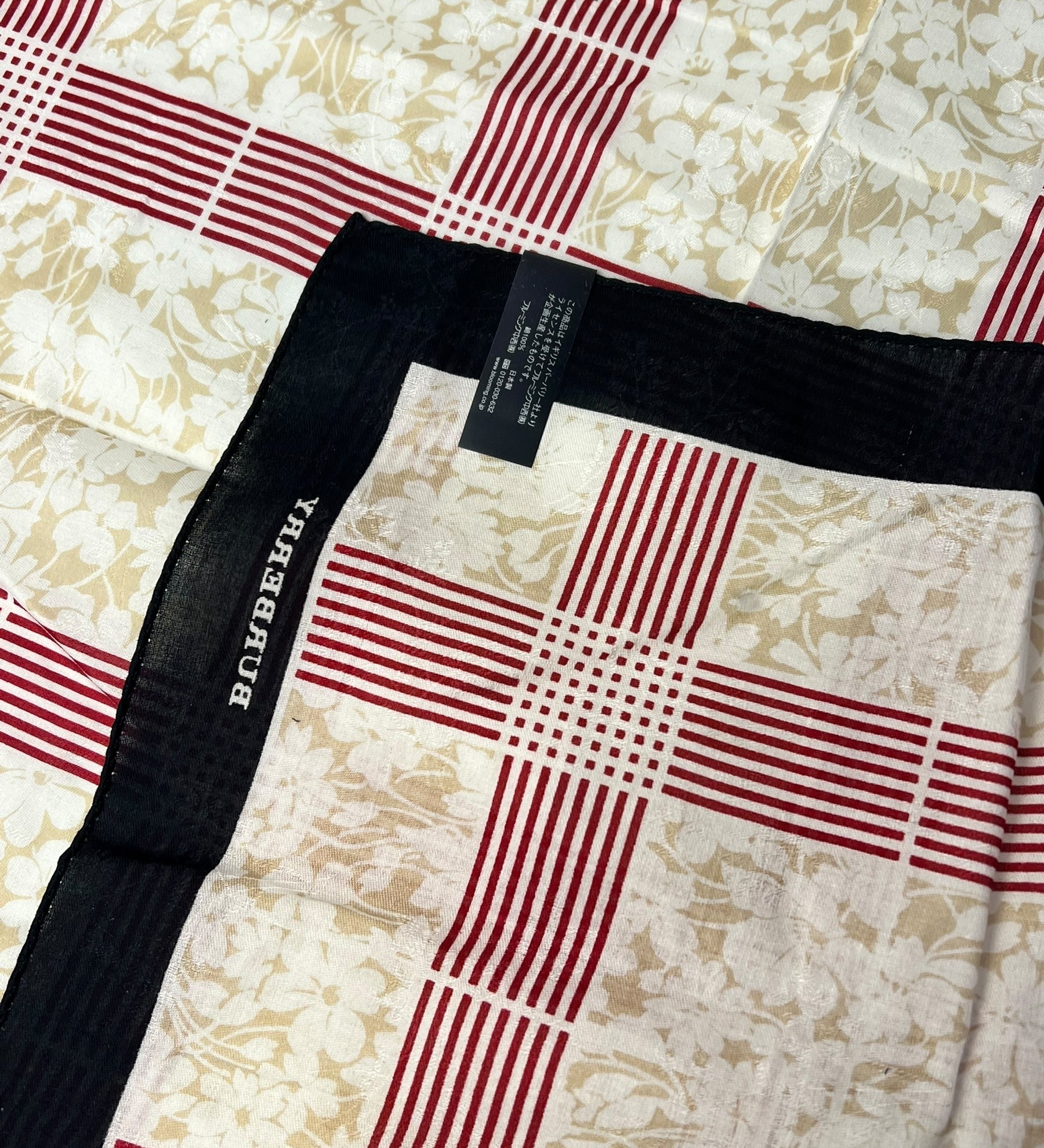 Burberry Vintage Floral Stripe Check Scarf