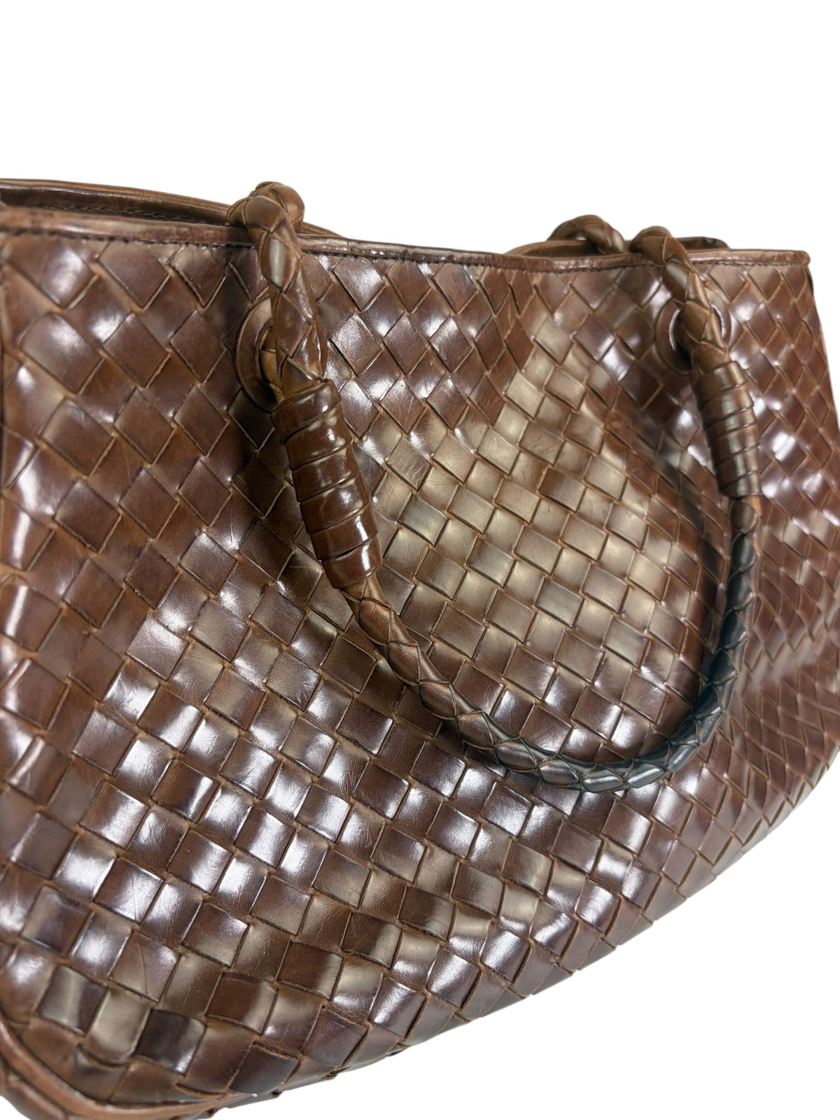 Bottega Veneta Brown Leather Intrecciato Top Handle Small Tote