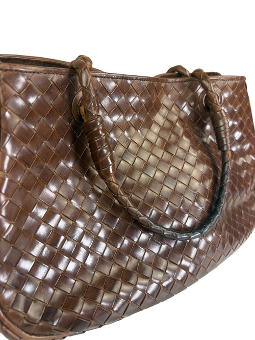Bottega Veneta Brown Leather Intrecciato Top Handle Small Tote