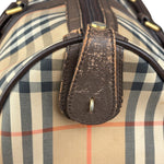 Burberry Leather House Check Boston Duffle Bag