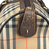 Burberry Leather House Check Boston Duffle Bag