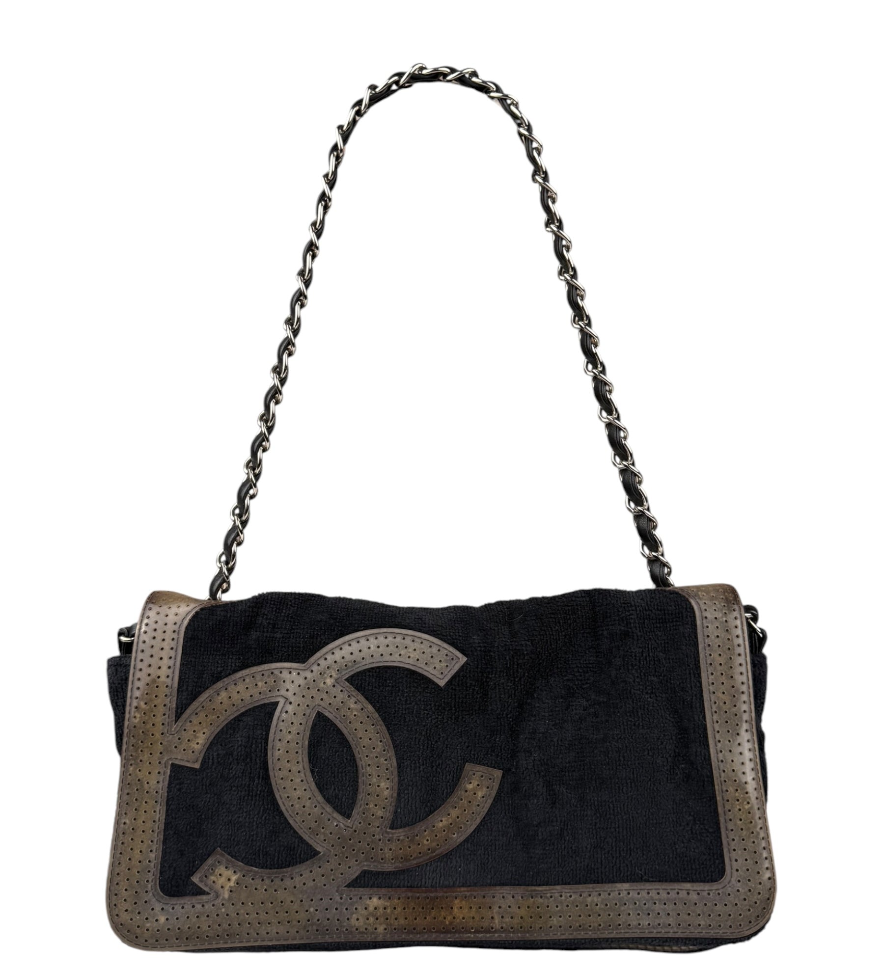 Chanel Sport Line Terrycloth Black Flap Bag 2008