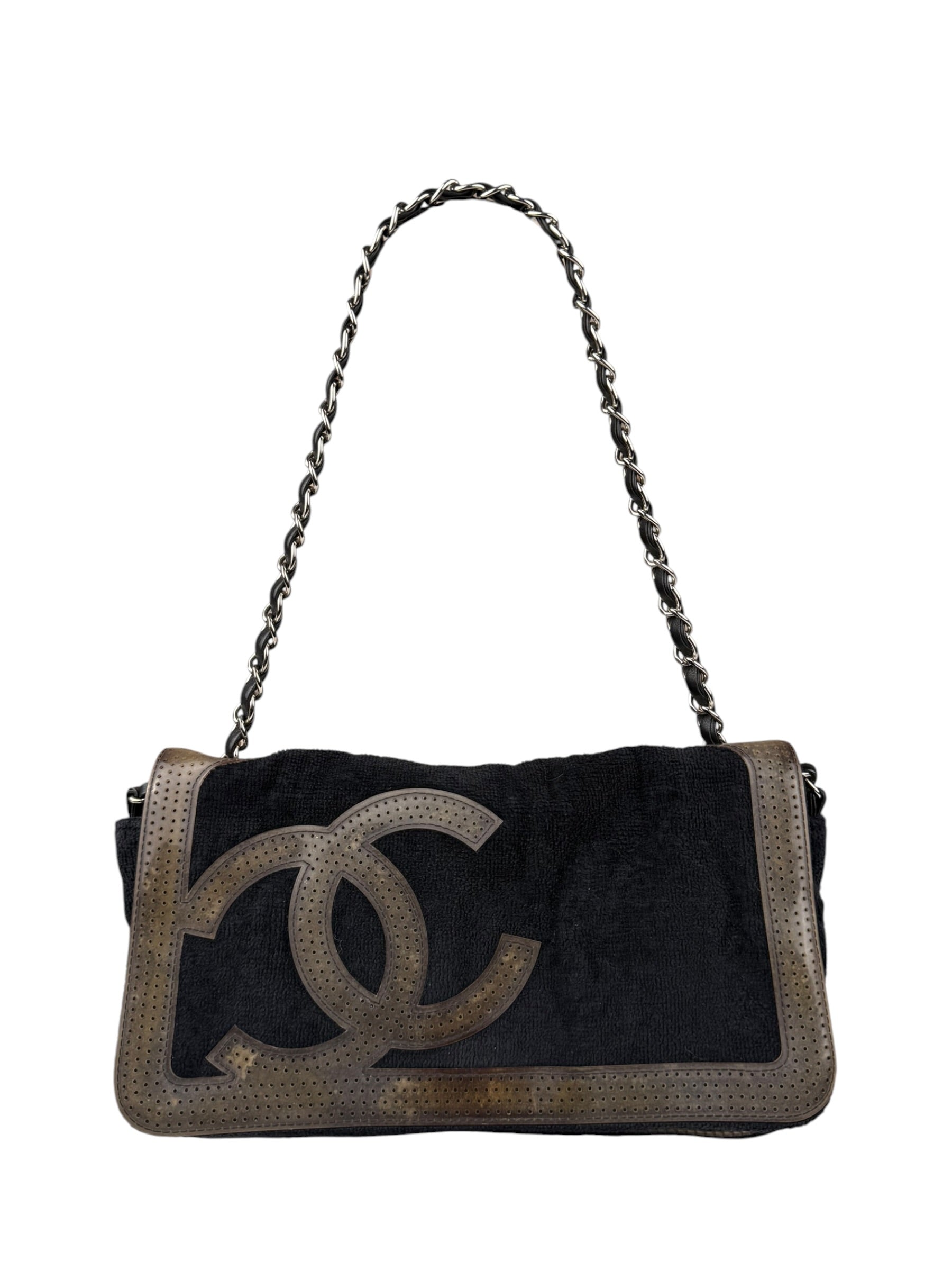 Chanel Sport Line Terrycloth Black Flap Bag 2008
