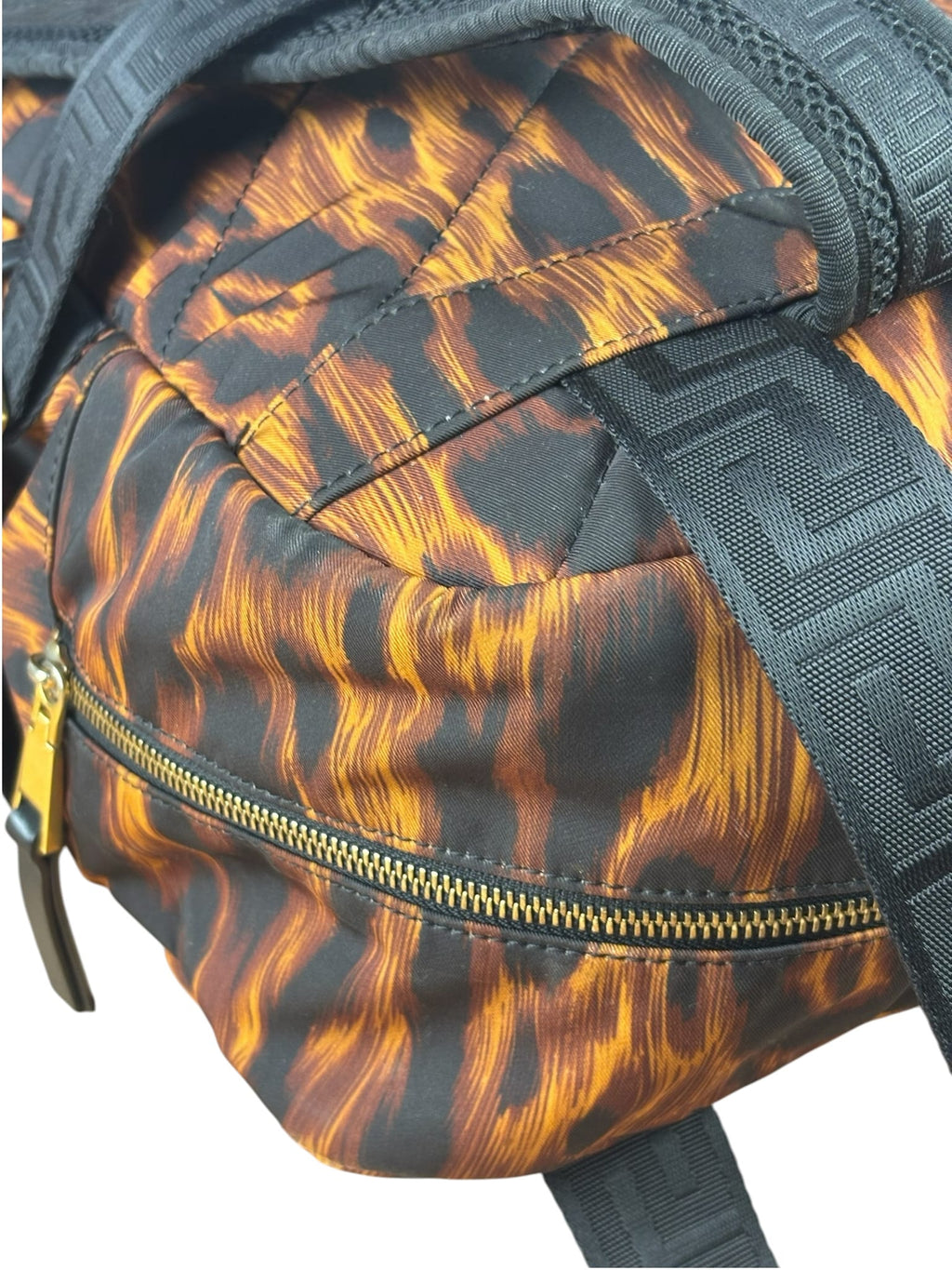 Versace Colorblock Tiger Print Medusa Head Travel Backpack