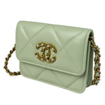 Chanel Green Quilted Leather 19 Flap Chain Card Holder 2021