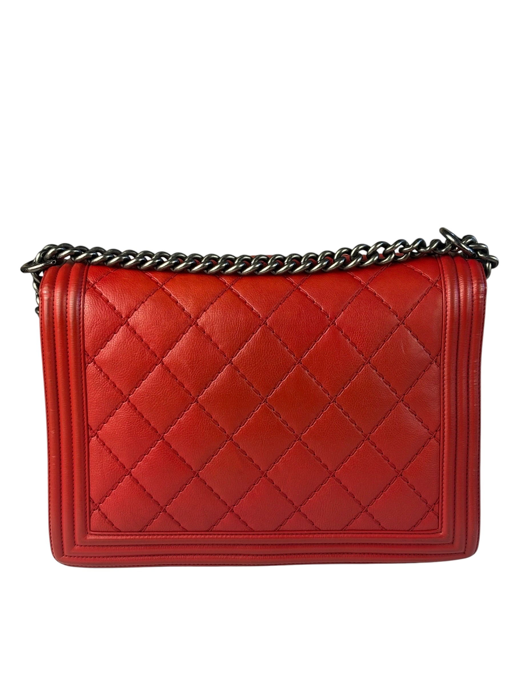 Chanel Red Quilted Leather Boy Flap Bag 2010
