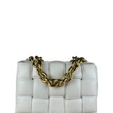Bottega Veneta White Leather Padded Cassette Chain Bag