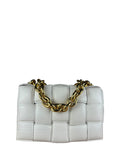 Bottega Veneta White Leather Padded Cassette Chain Bag