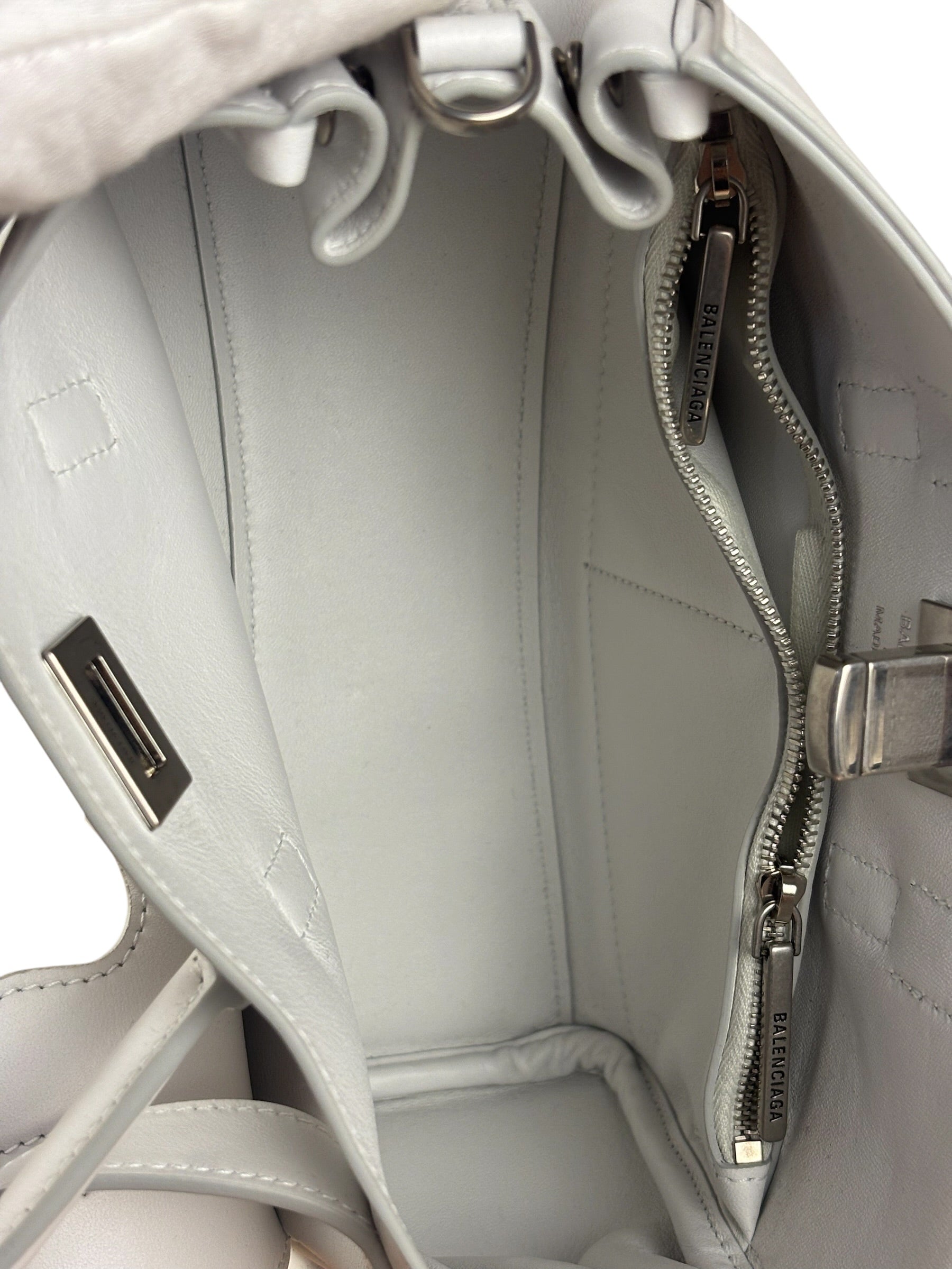 Balenciaga White Leather Bel Air Carry All Handbag