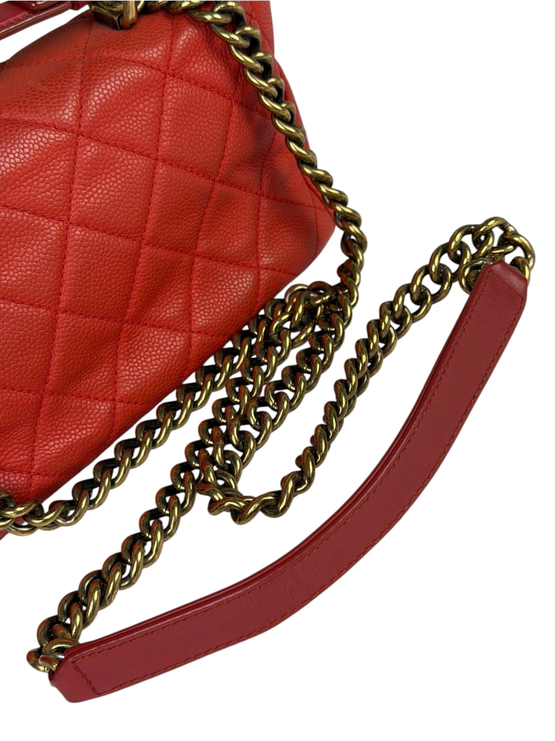 Chanel Red Quilted Caviar Leather Timeless Shoulder Bag 2012