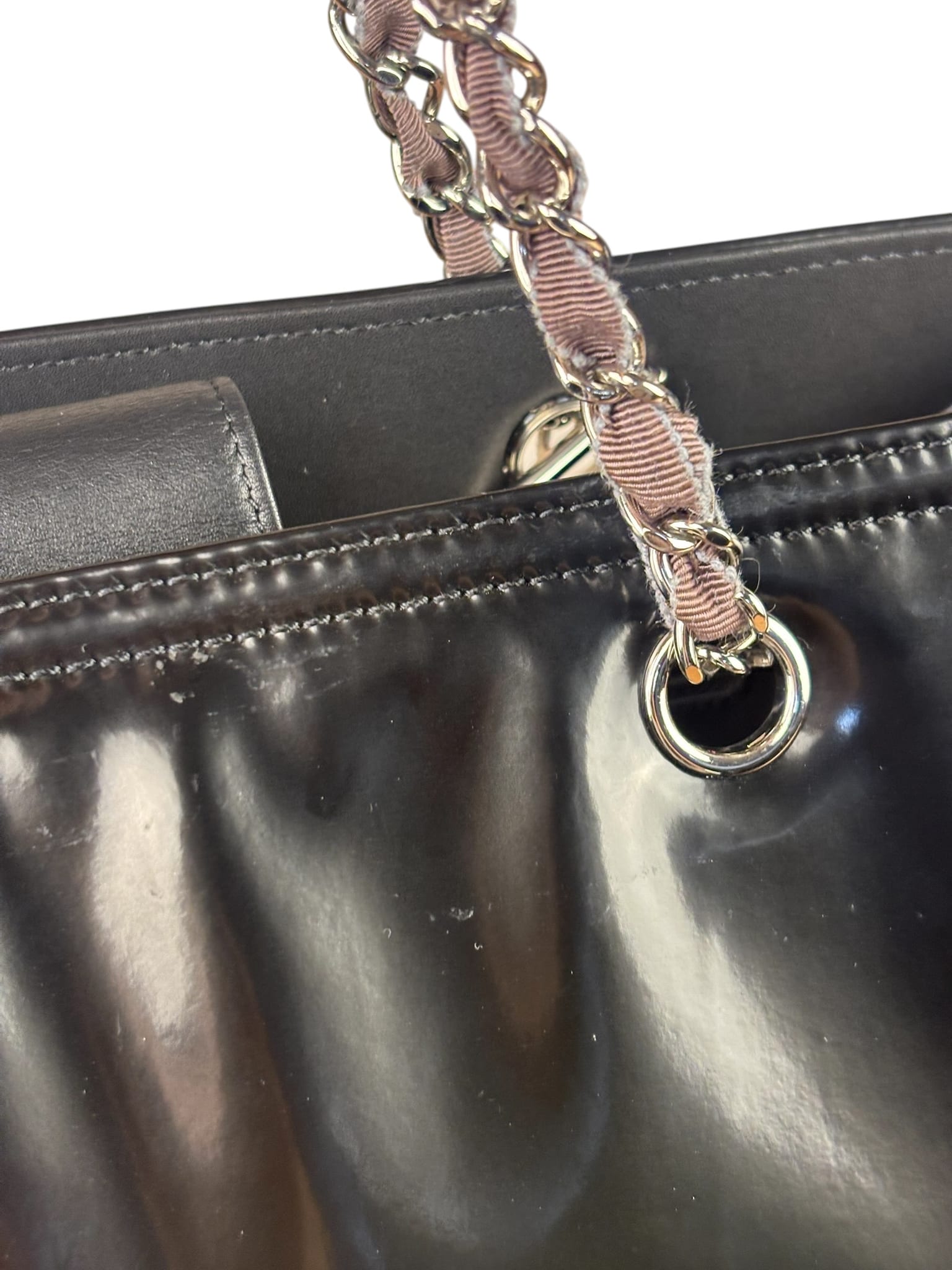 Chanel Black Patent Leather Quilted Lipstick Tote 2011